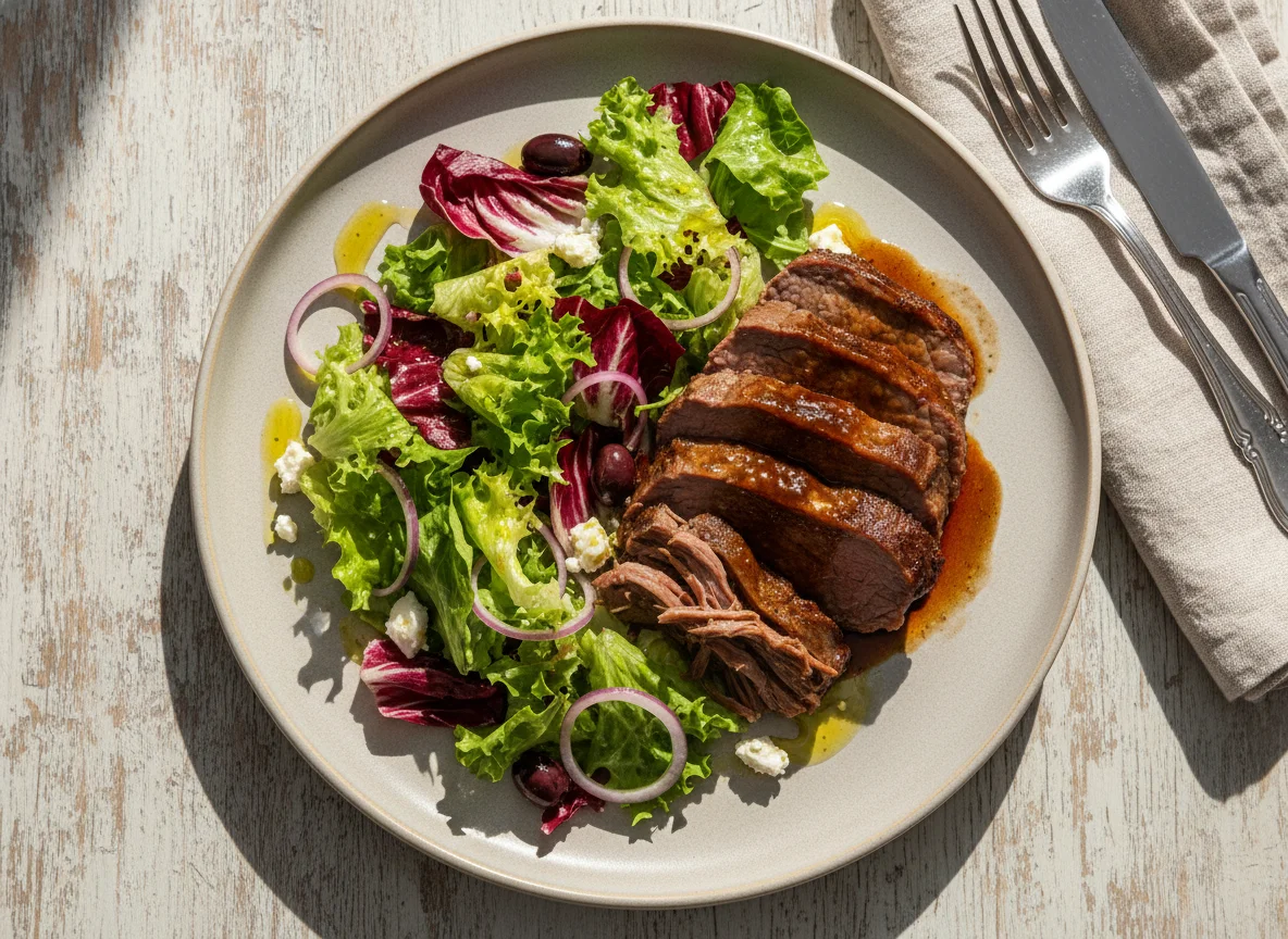 Braised Meat with Mixed Salad photo
