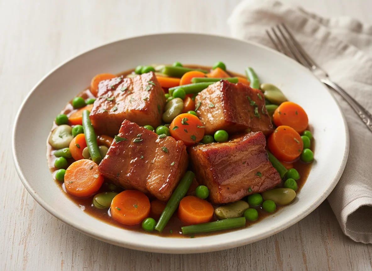 Braised Meat with Mixed Vegetables and Gravy photo