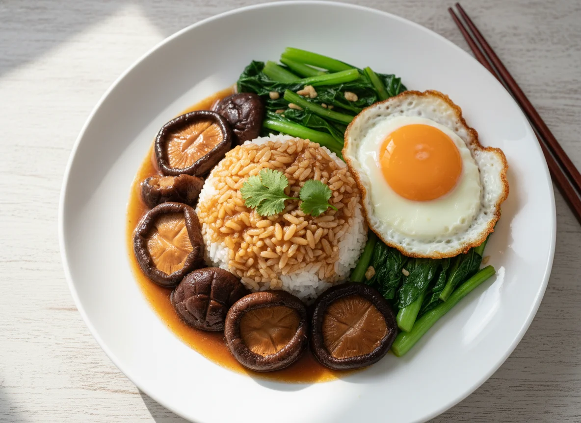 Braised Mushroom and Egg with Rice photo