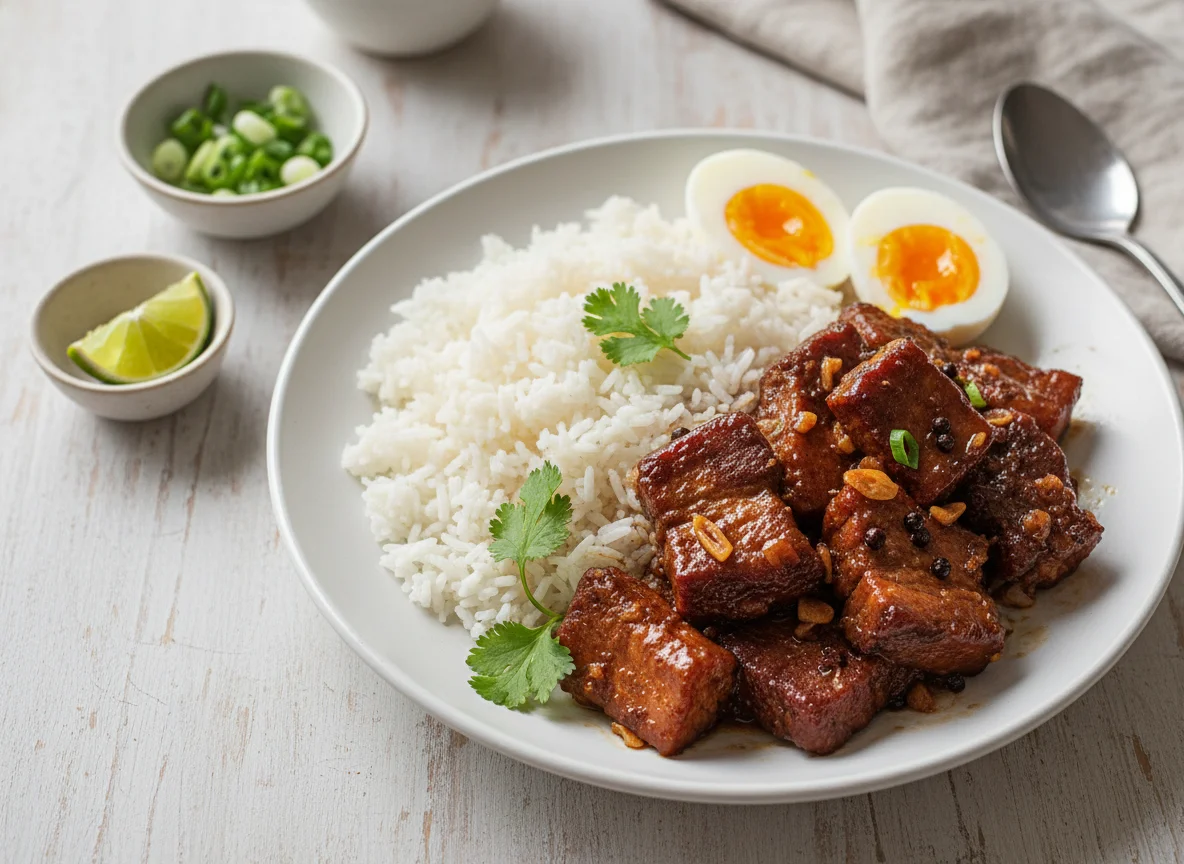 Braised Pork with Rice and Egg photo