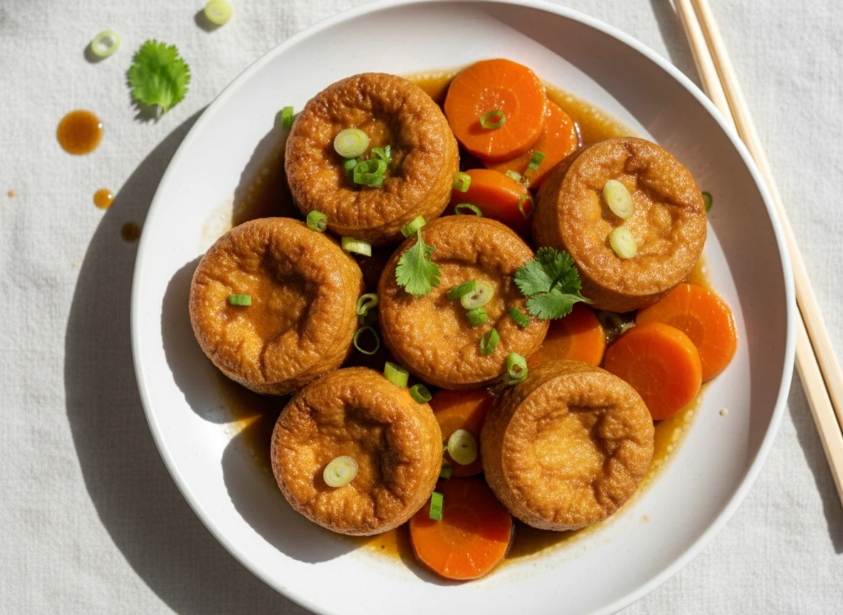 Braised Tofu Puffs and Carrots photo