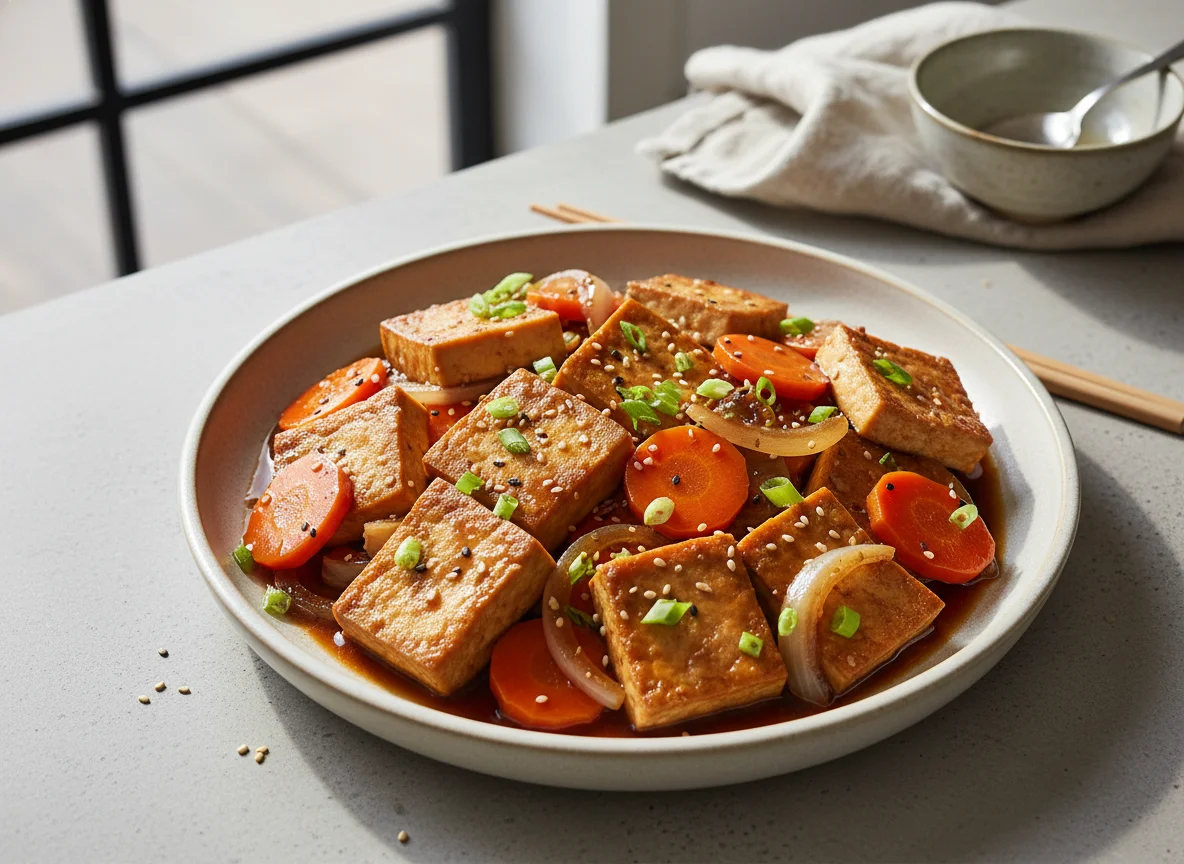 Braised Tofu with Carrots and Onions photo