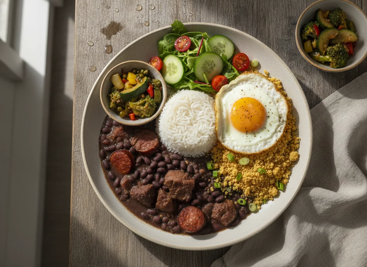 Brazilian Feijoada with Rice and Sides photo