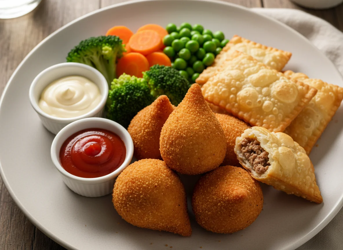 Brazilian Fried Pastries and Vegetables photo