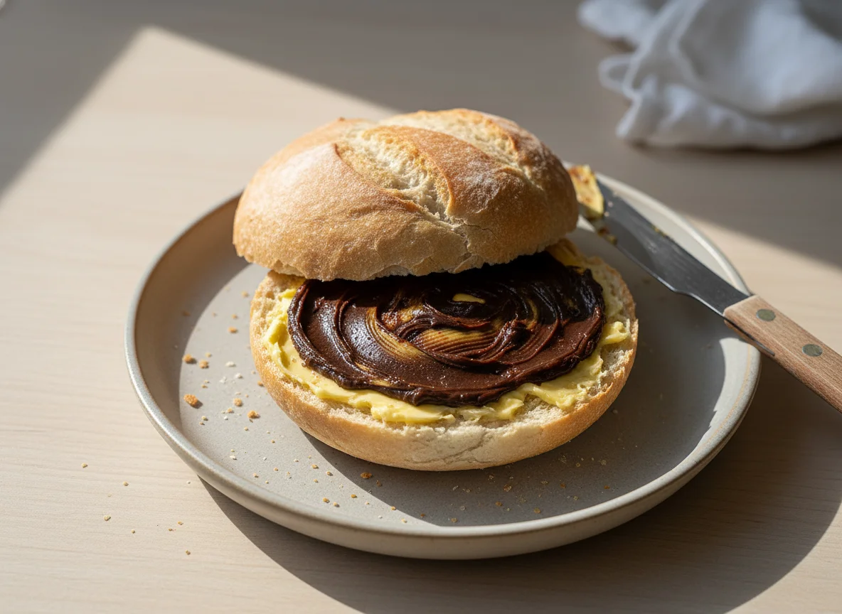 Bread roll with spread photo