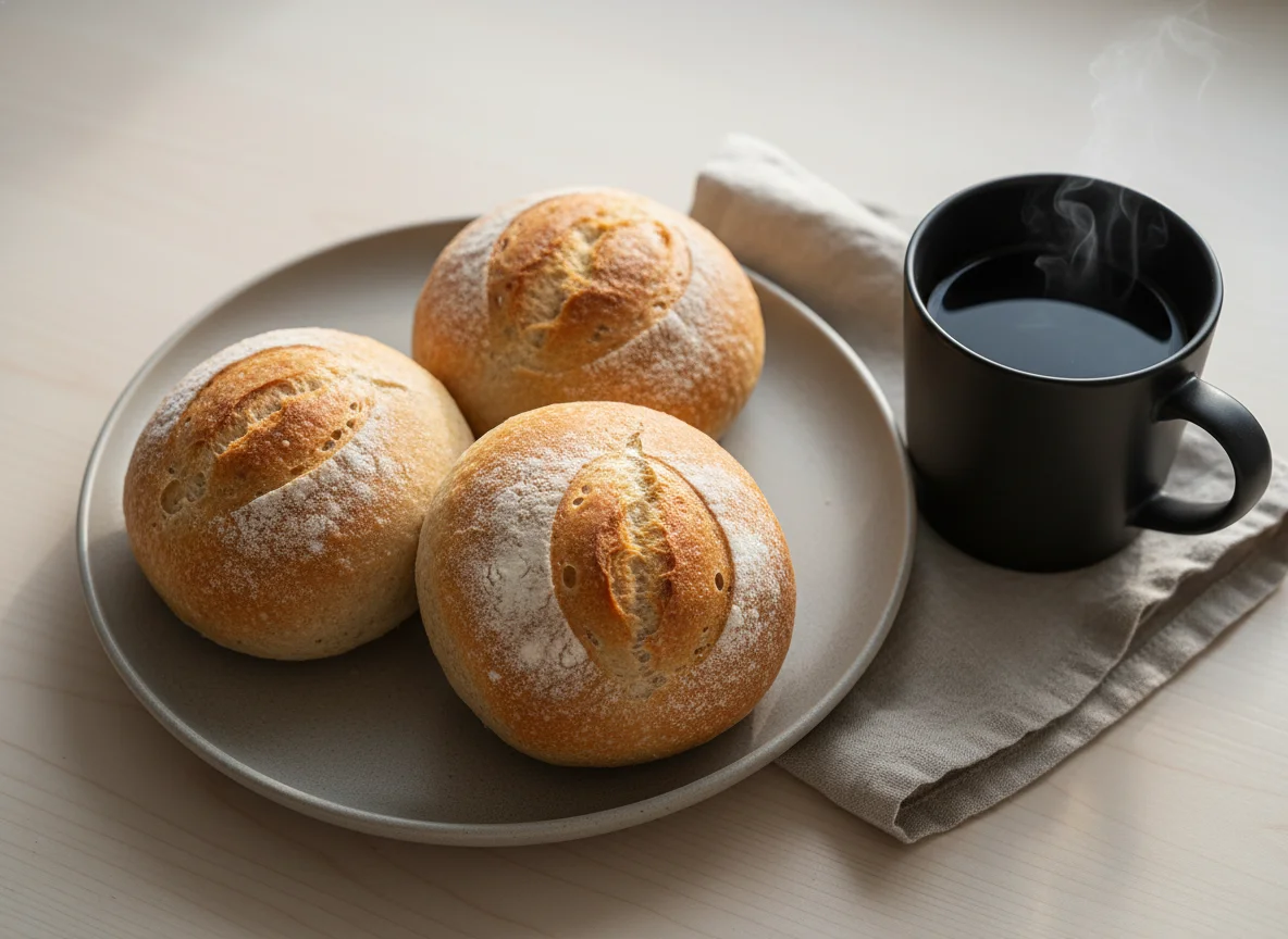 Bread Rolls and Black Coffee photo