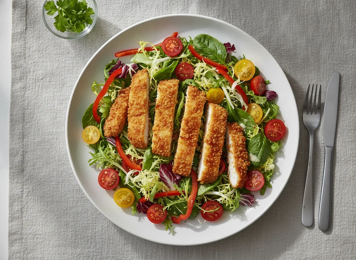 Breaded chicken salad photo