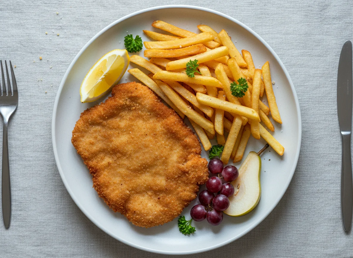 Breaded Cutlet with French Fries photo