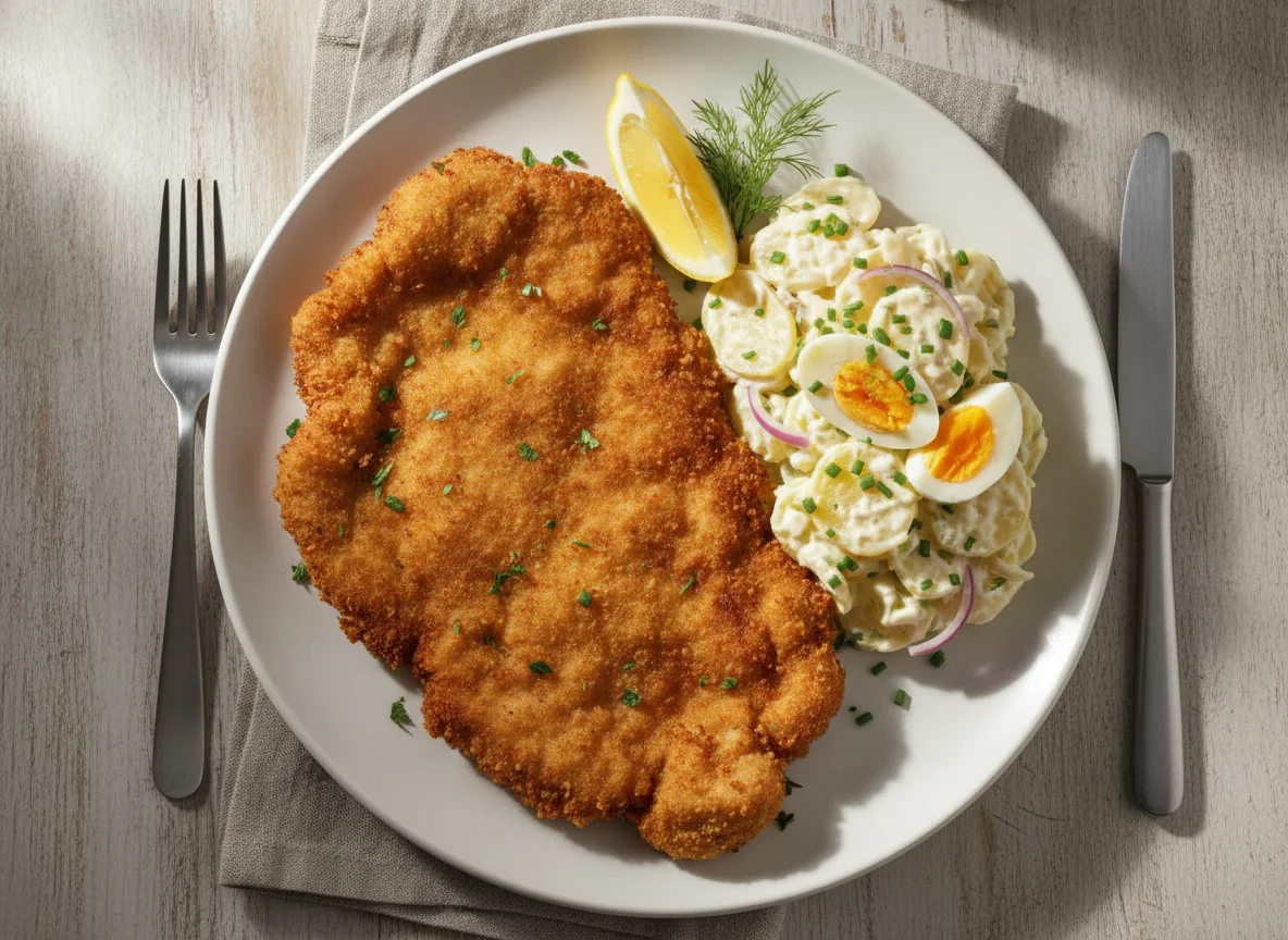 Breaded Schnitzel with Potato Salad photo