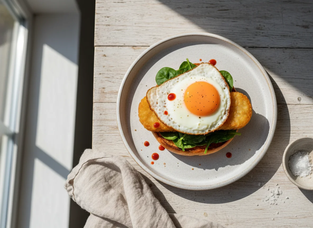 Breakfast Bun with Fried Egg photo