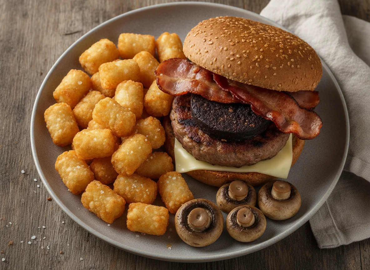 Breakfast Burger with Tater Tots photo
