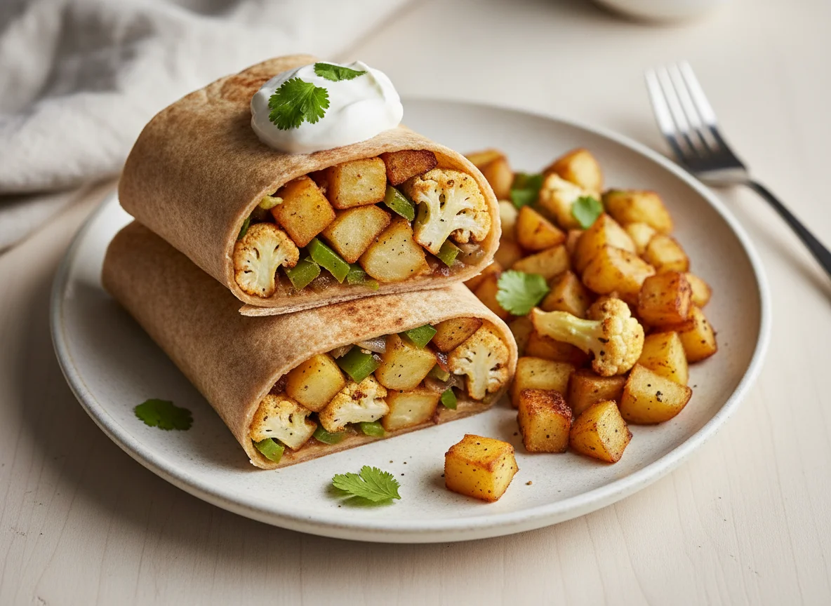 Breakfast Burrito with Roasted Potatoes and Cauliflower photo
