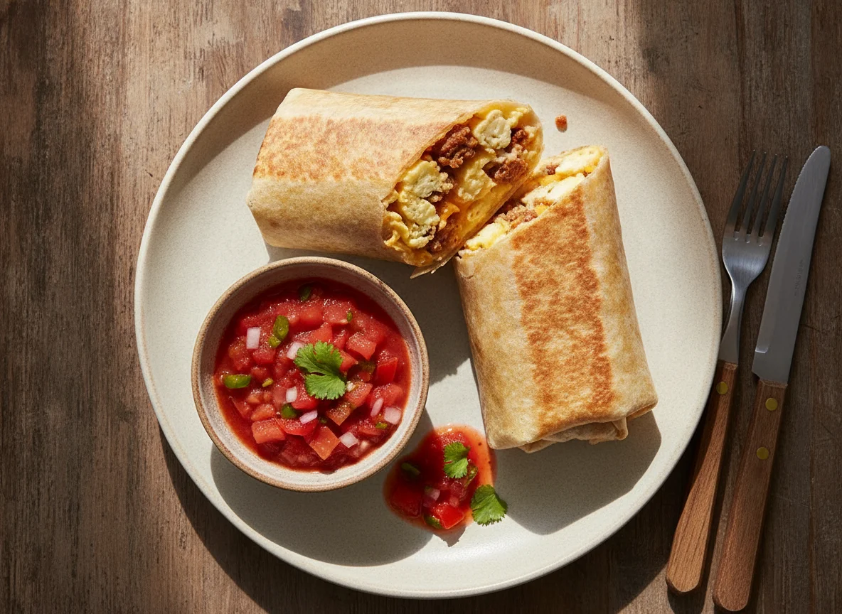 Breakfast Burrito with Salsa photo