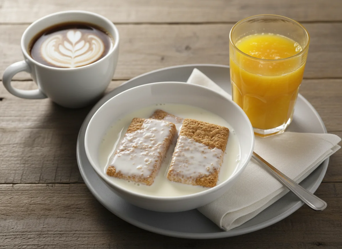 Breakfast Cereal with Orange Juice and Coffee photo