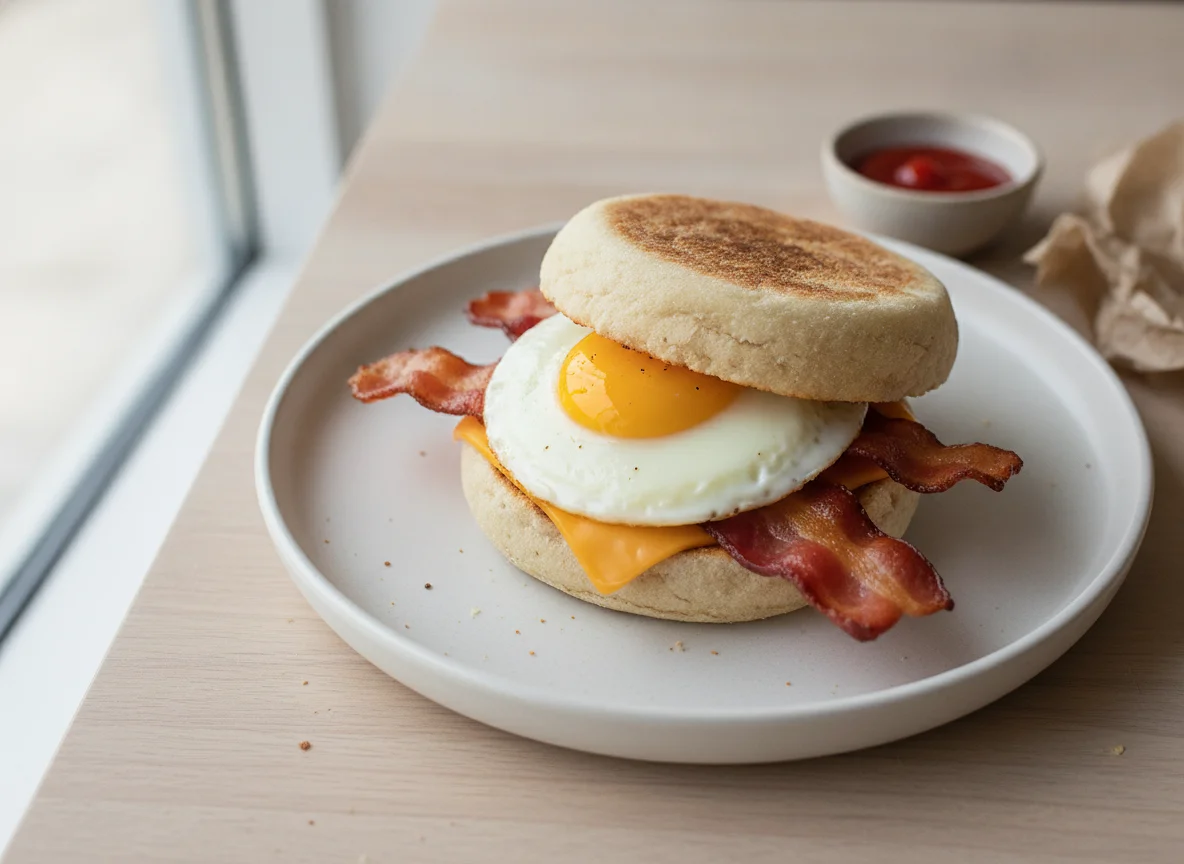Breakfast English Muffin Sandwich photo