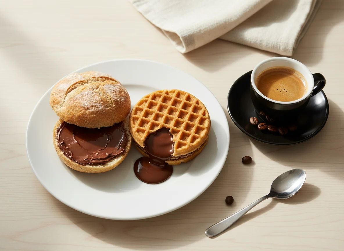 Breakfast items with coffee photo