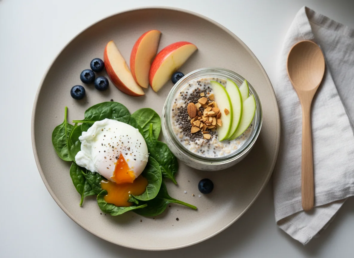Breakfast items with overnight oats photo