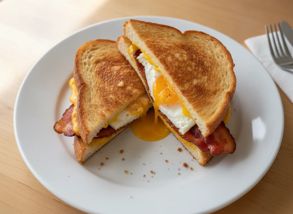 Breakfast Panini with Egg and Bacon photo