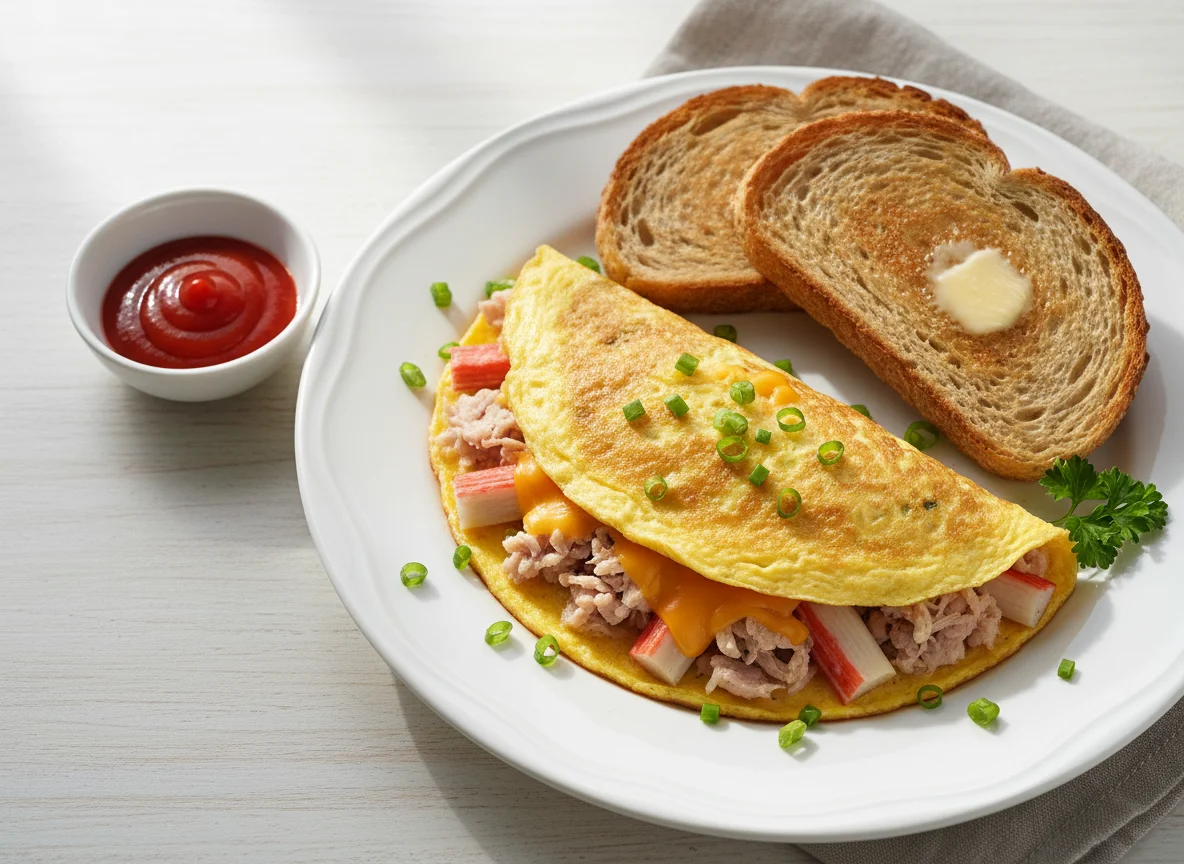 Breakfast Plate with Omelette and Toast photo