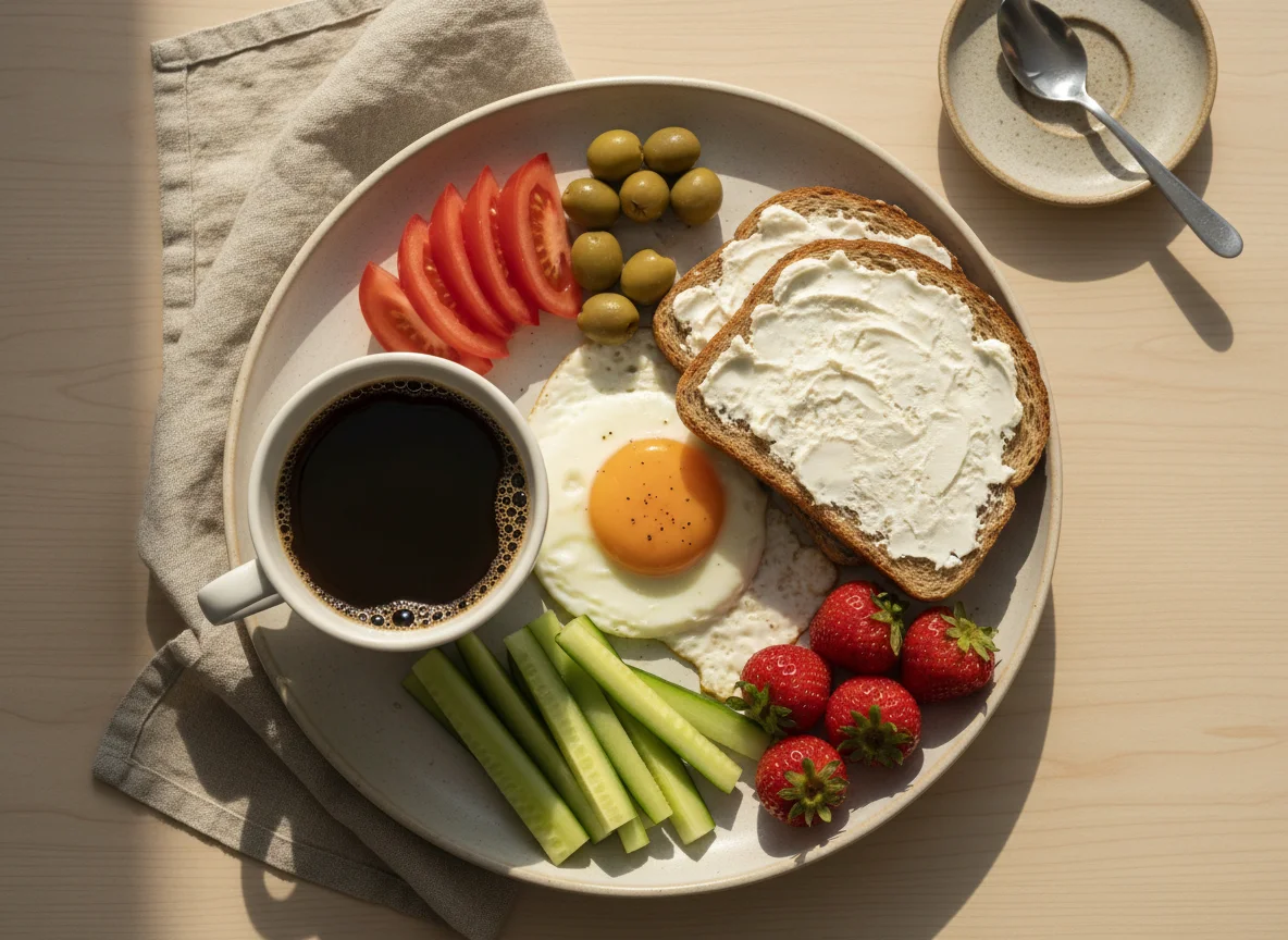 Breakfast platter with coffee photo