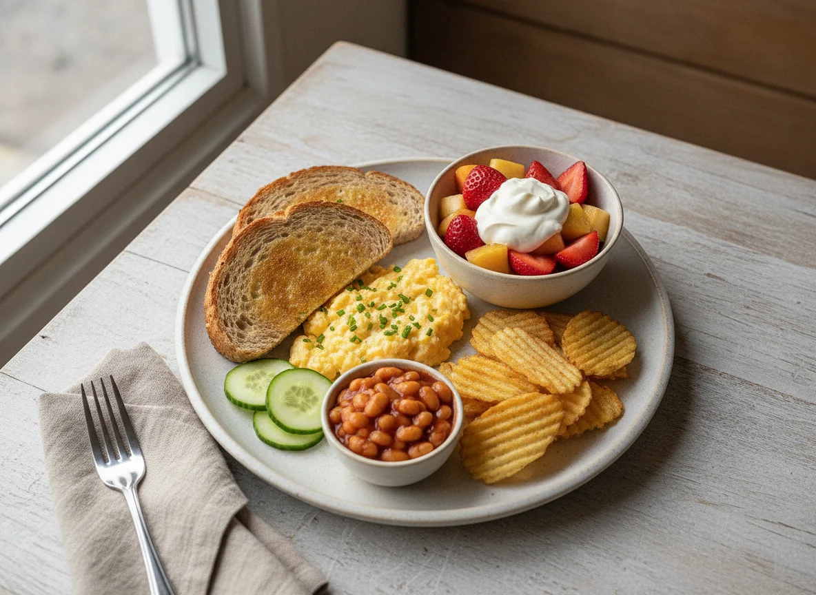 Breakfast Platter with Fruit Salad photo