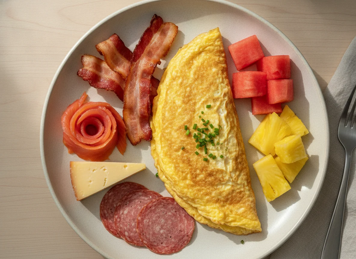 Breakfast Platter with Omelette and Cold Cuts photo