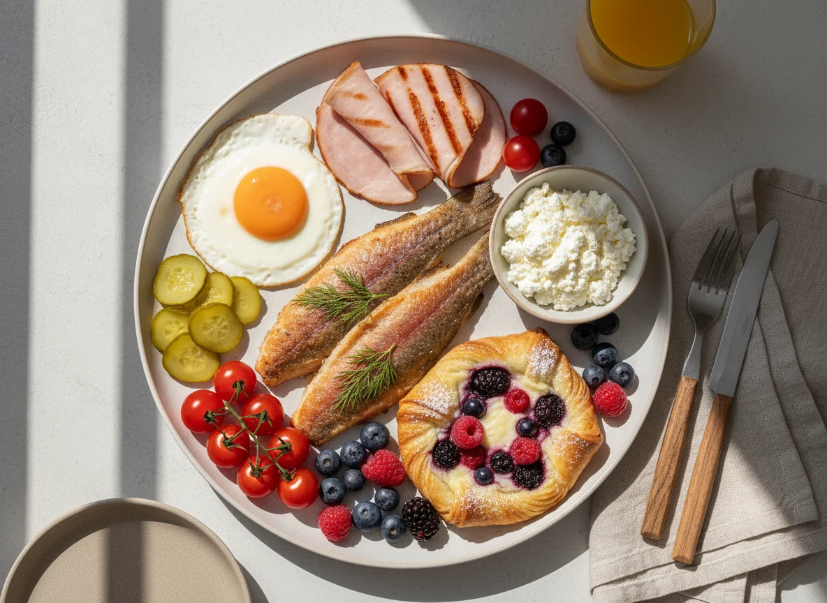Breakfast Platter with Sweet and Savory Items photo