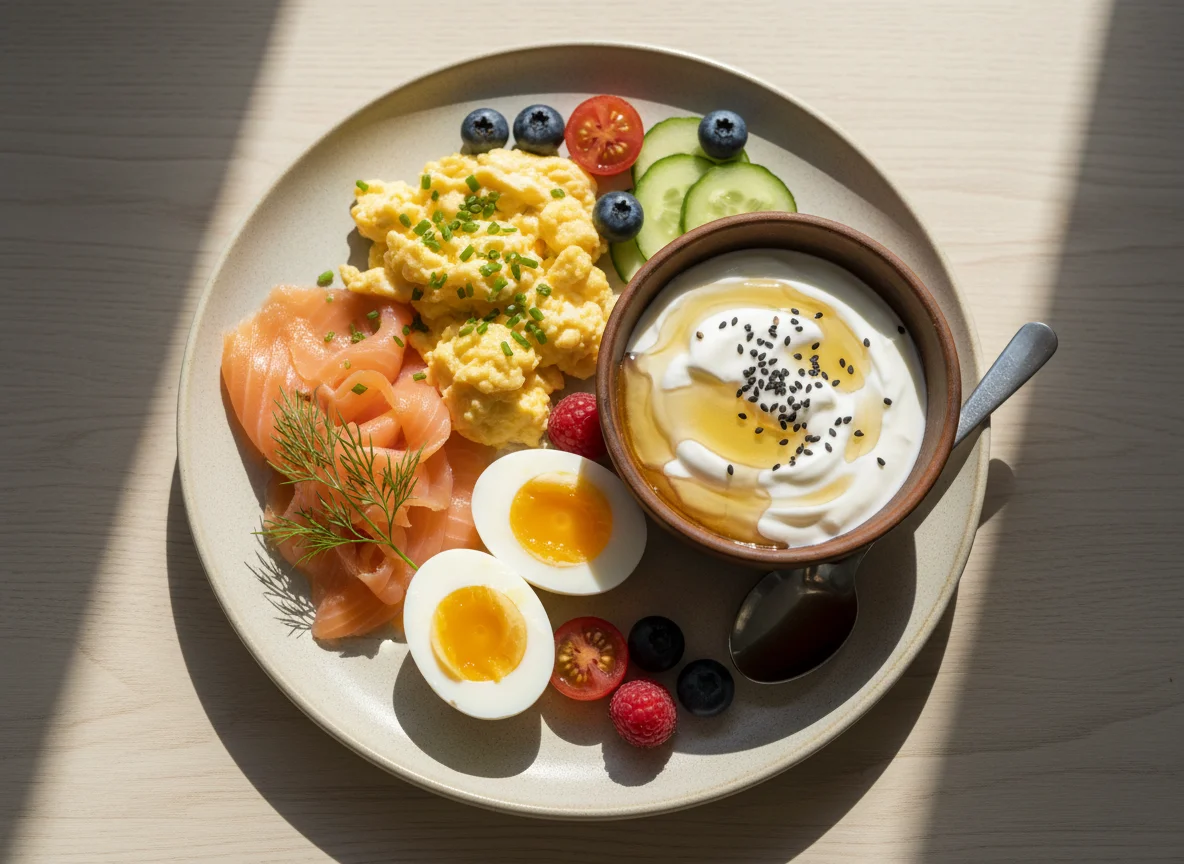 Breakfast Platter with Yogurt and Honey photo