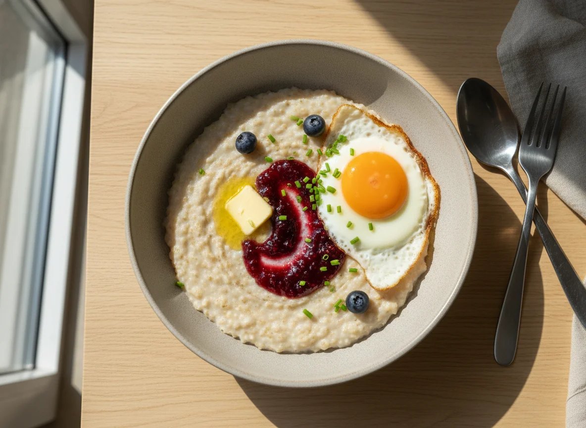 Breakfast Porridge with Egg photo