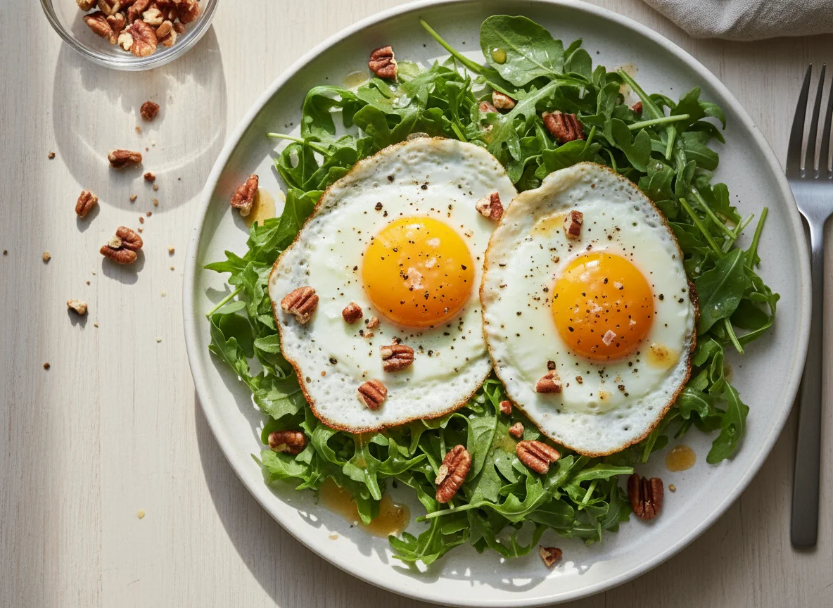 Breakfast Salad with Eggs and Pecans photo