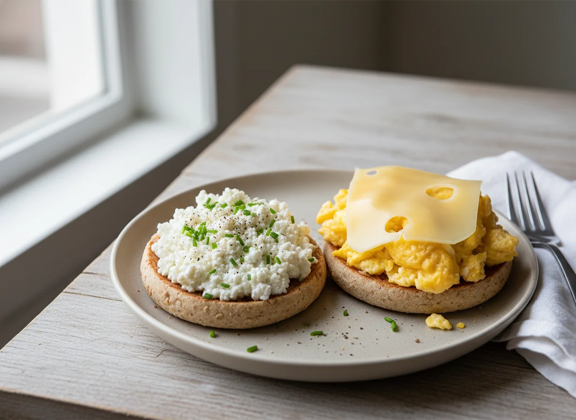 Breakfast sandwich with cheese photo