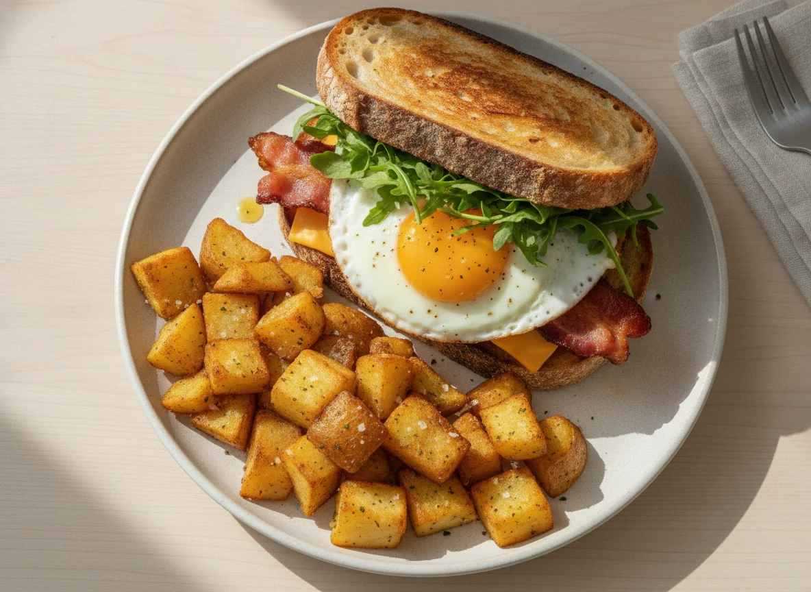 Breakfast Sandwich with Fried Potatoes photo