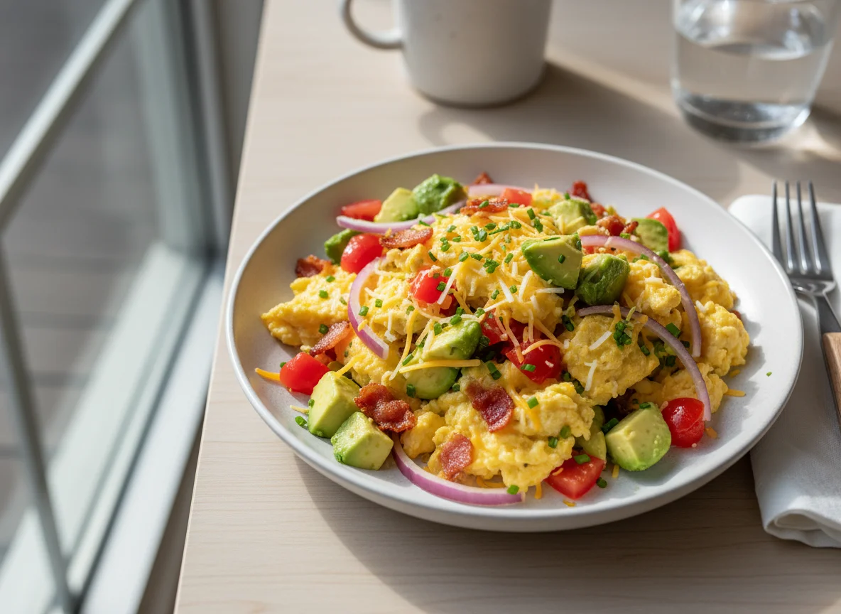 Breakfast Scramble with Avocado and Tomato photo