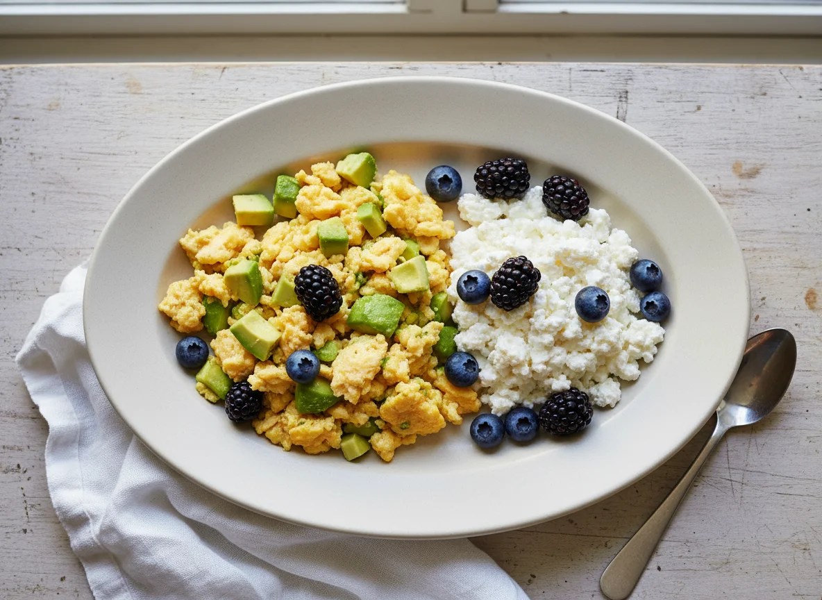 Breakfast Scramble with Berries and Cottage Cheese photo