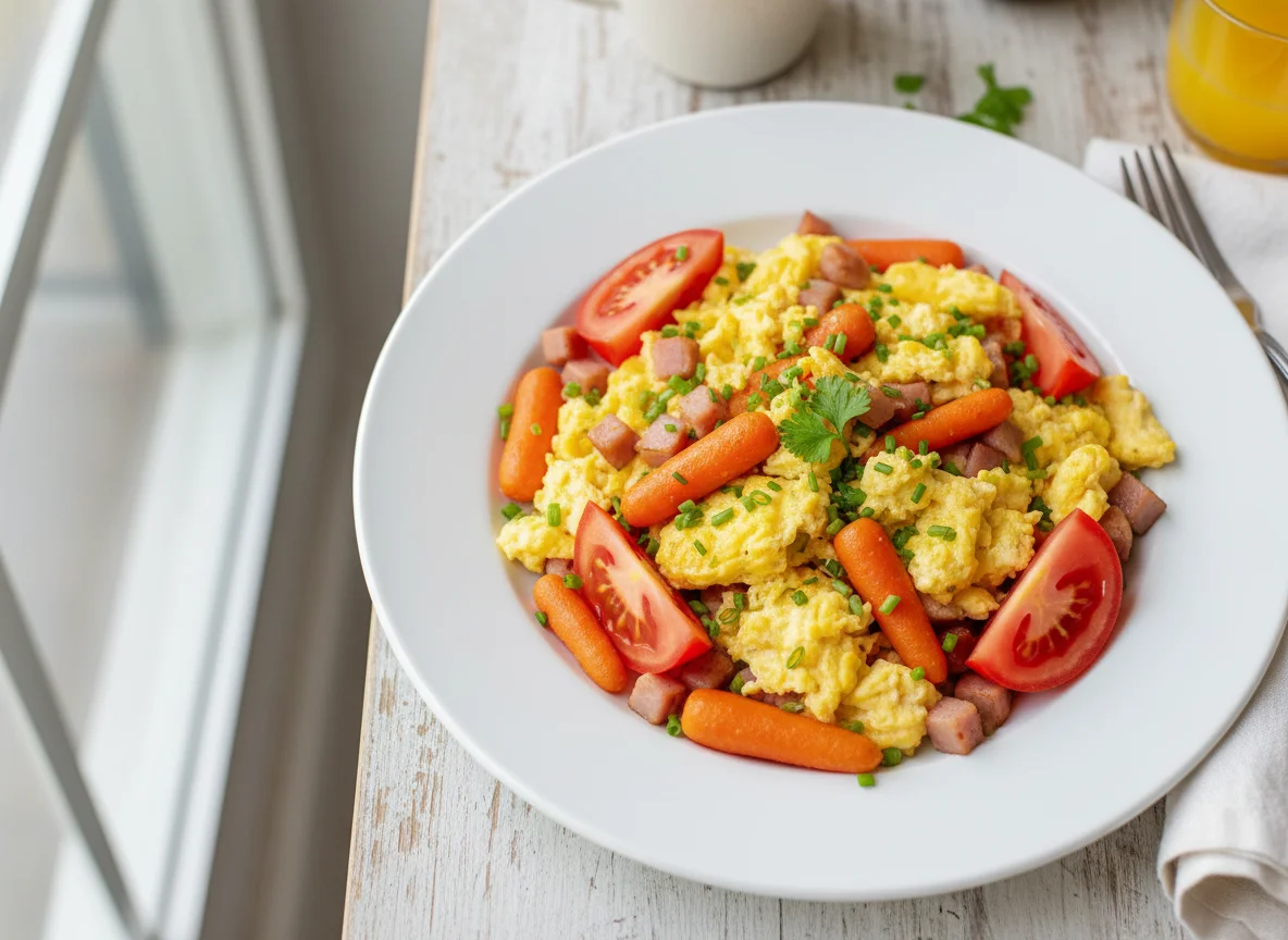 Breakfast Scramble with Carrots and Tomatoes photo