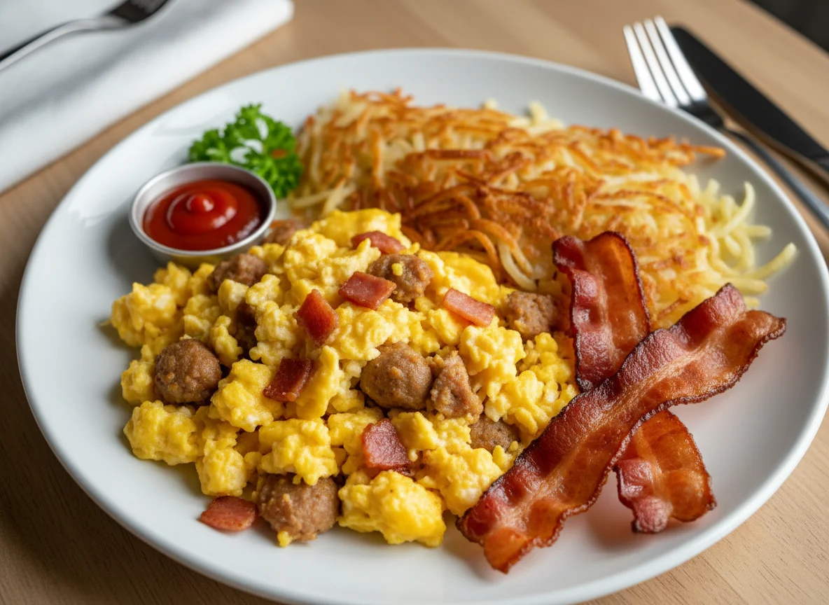 Breakfast Scramble with Hash Browns and Bacon photo