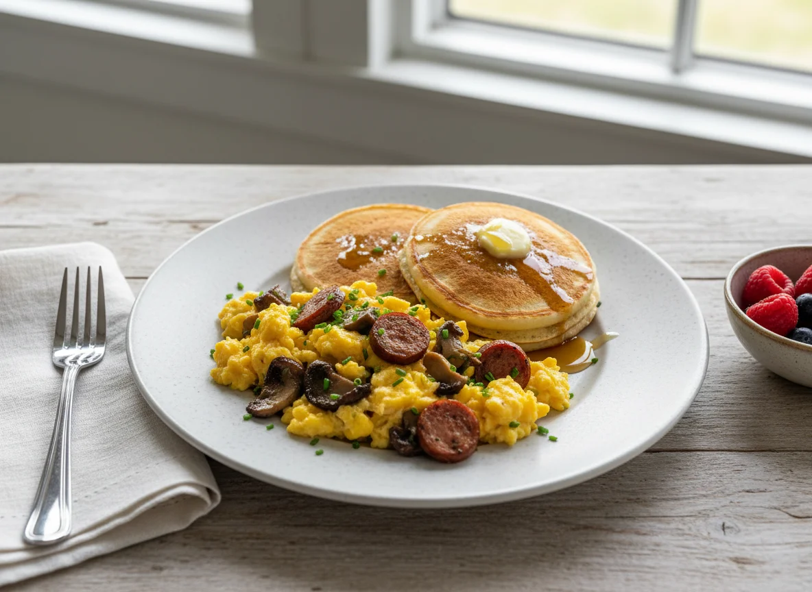 Breakfast Scramble with Pancakes photo