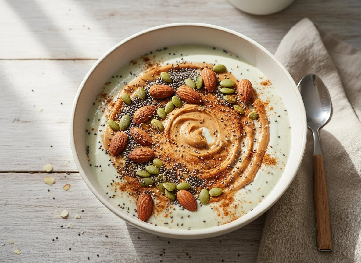 Breakfast Smoothie Bowl with Nuts and Seeds photo