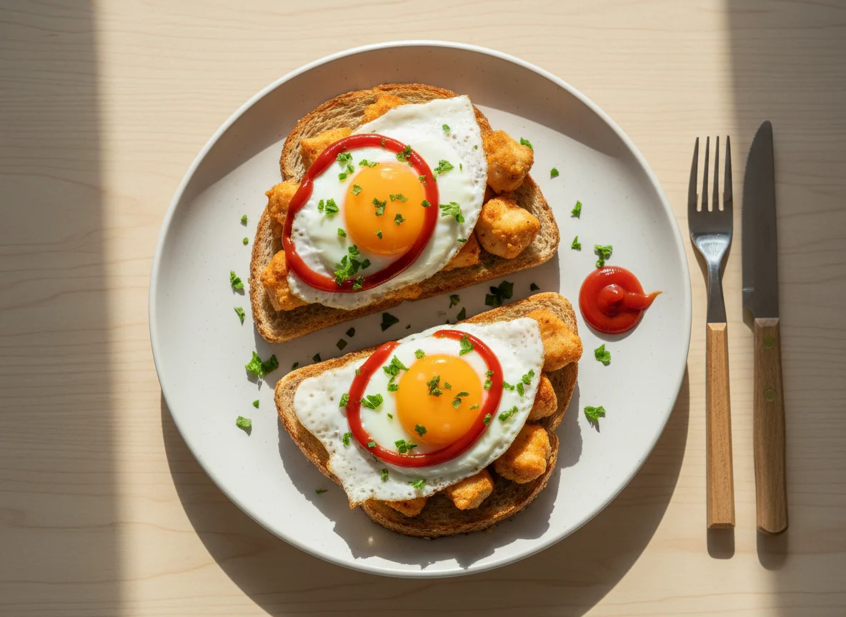 Breakfast Toast with Egg and Chicken/Paneer photo