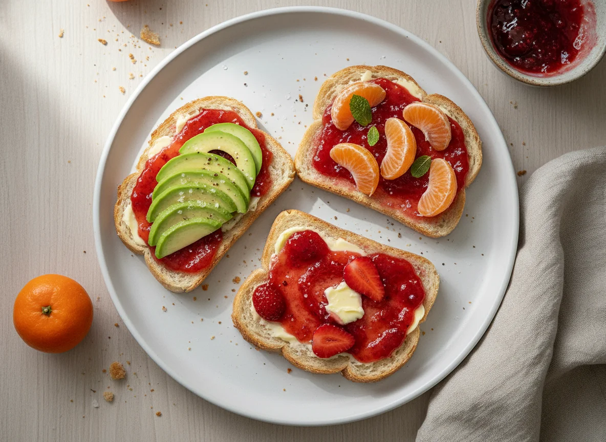 Breakfast Toast with Fruit and Jam photo