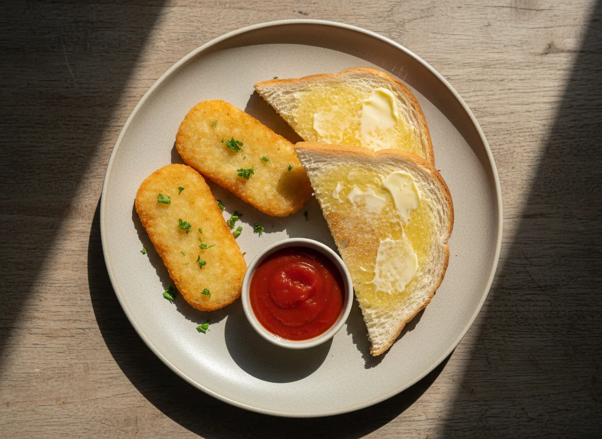 Breakfast with Hash Brown and Toast photo