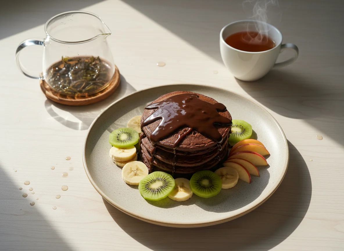 Breakfast with Pancakes and Fruit photo