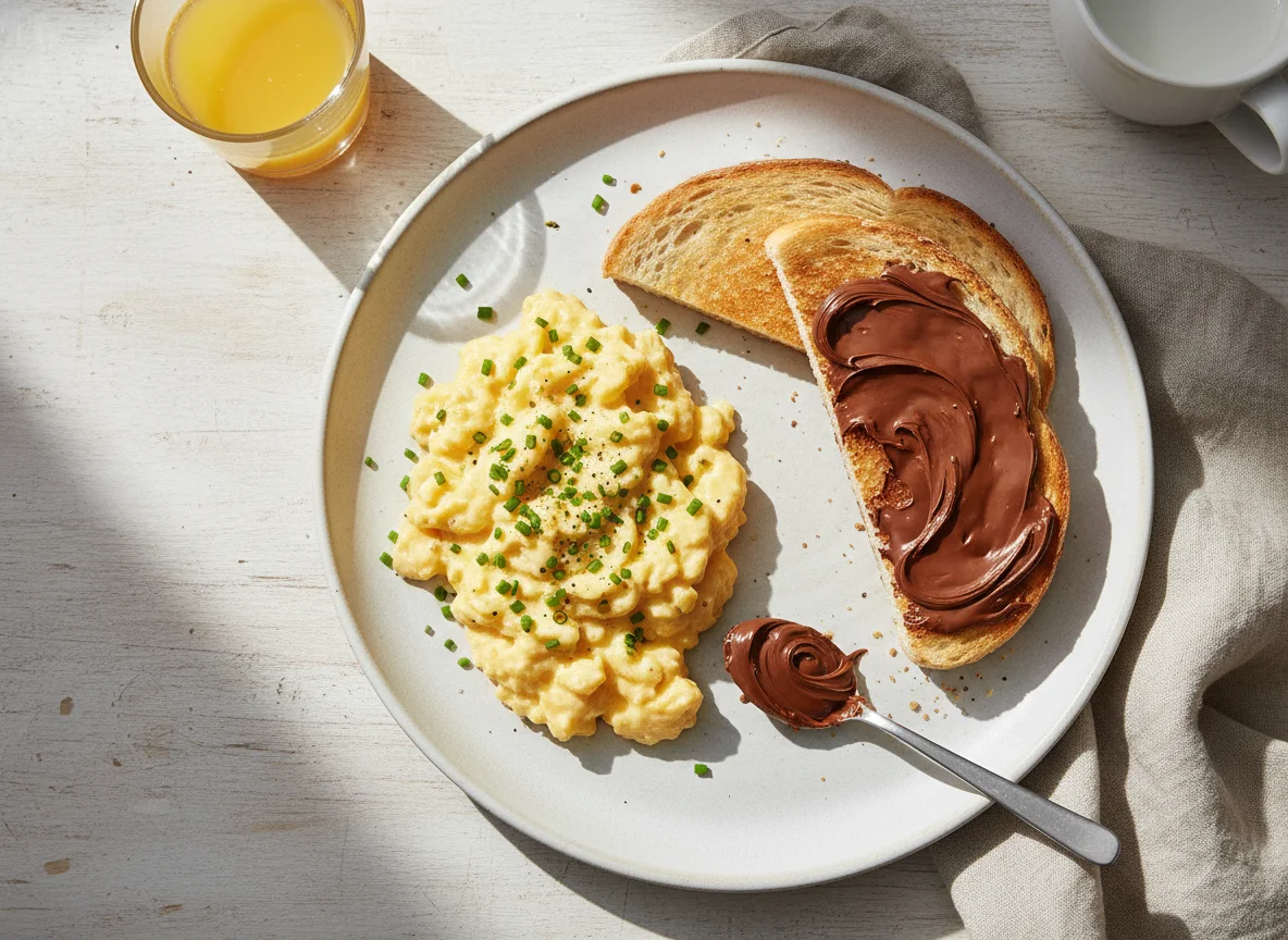 Breakfast with Scrambled Eggs and Toast photo