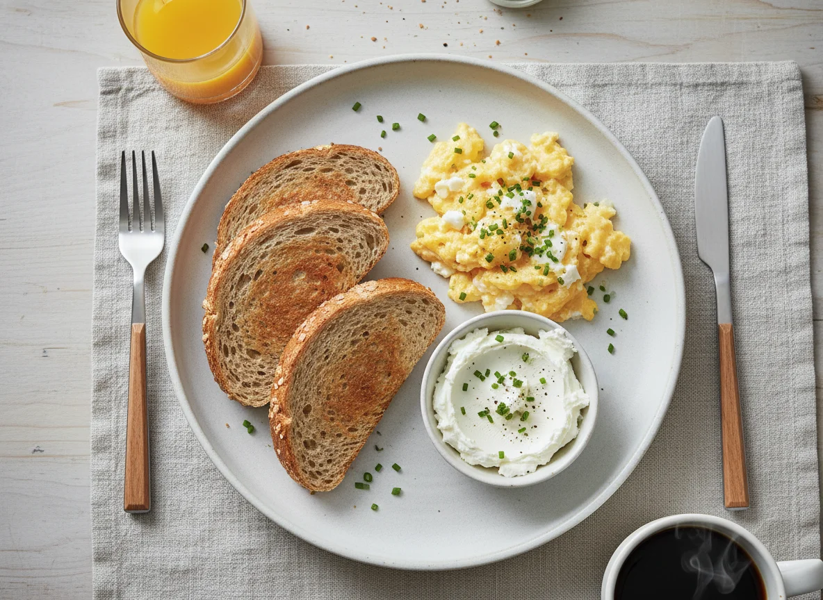 Breakfast with Toast and Egg photo