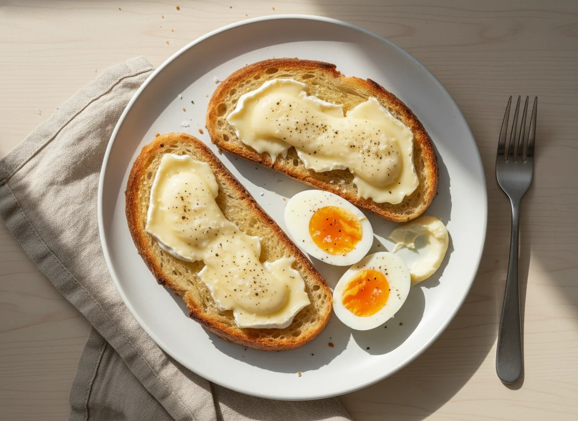 Breakfast with Toast, Egg, and Cheese photo