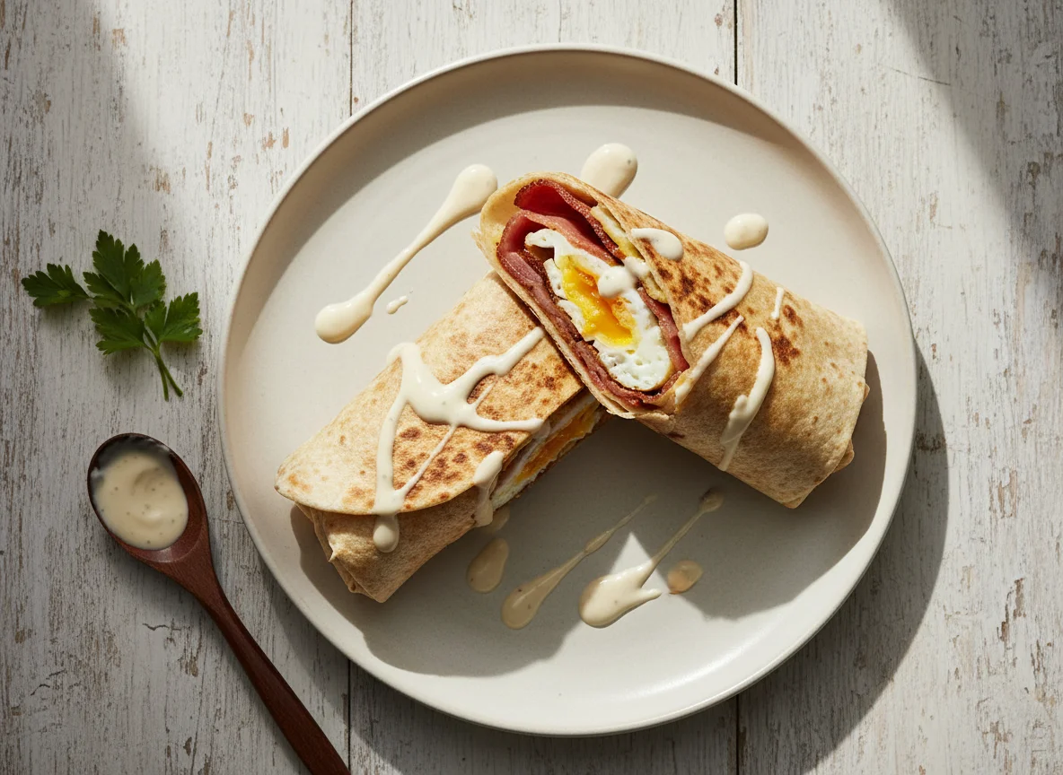 Breakfast Wrap with Nando's Garlic Sauce photo