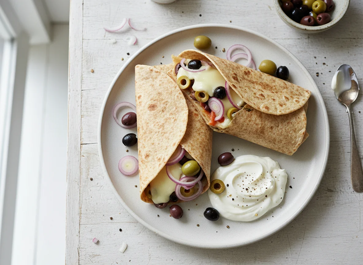 Breakfast Wrap with Olives and Yogurt photo