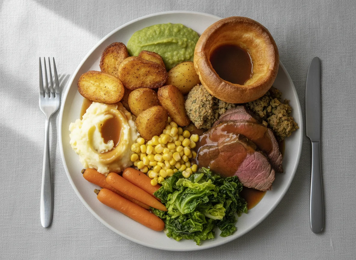 British Roast Dinner with Vegetables photo