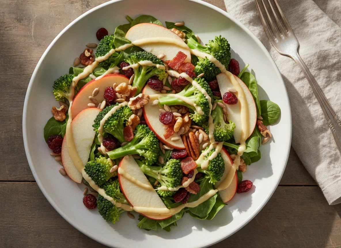 Broccoli and Apple Salad with Bacon and Nuts photo