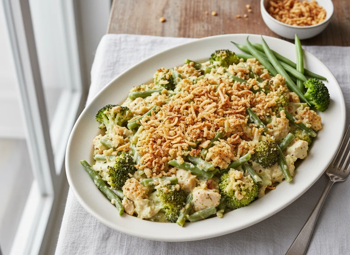 Broccoli and Creamy Green Bean Casserole photo
